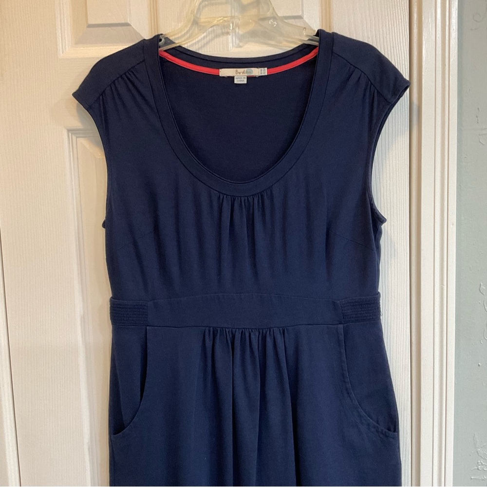 BODEN Dress size 10, blue, scoop neck, pockets, Modal/Cotton w/stretch